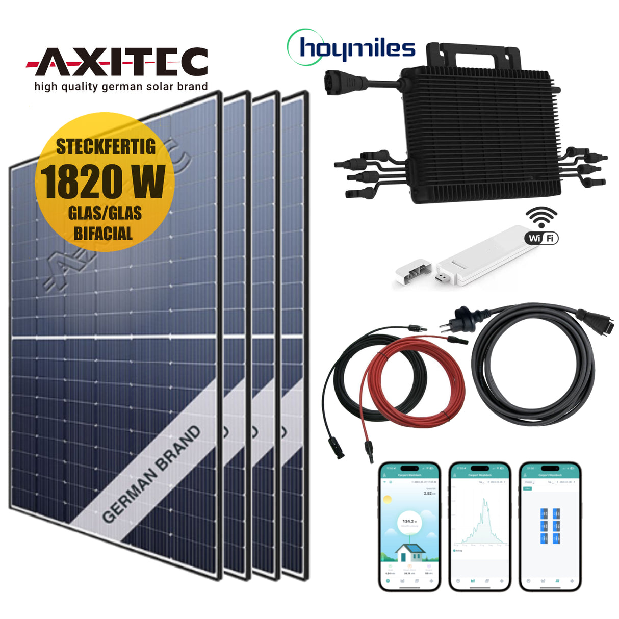 XL Balkonkraftwerk-Set AXITEC Solar 1820Wp/600W