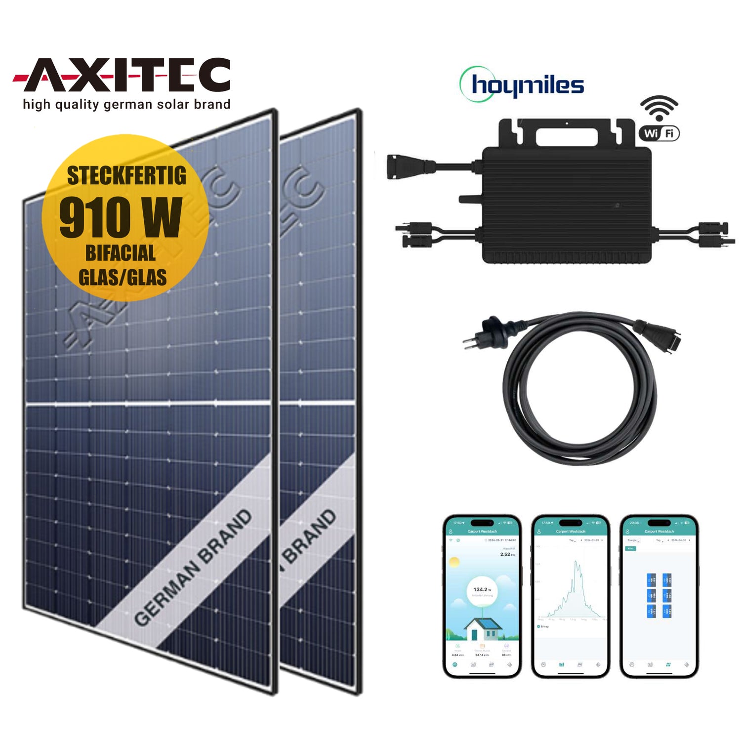 Balkonkraftwerk-Set AXITEC Solar 910Wp/600W