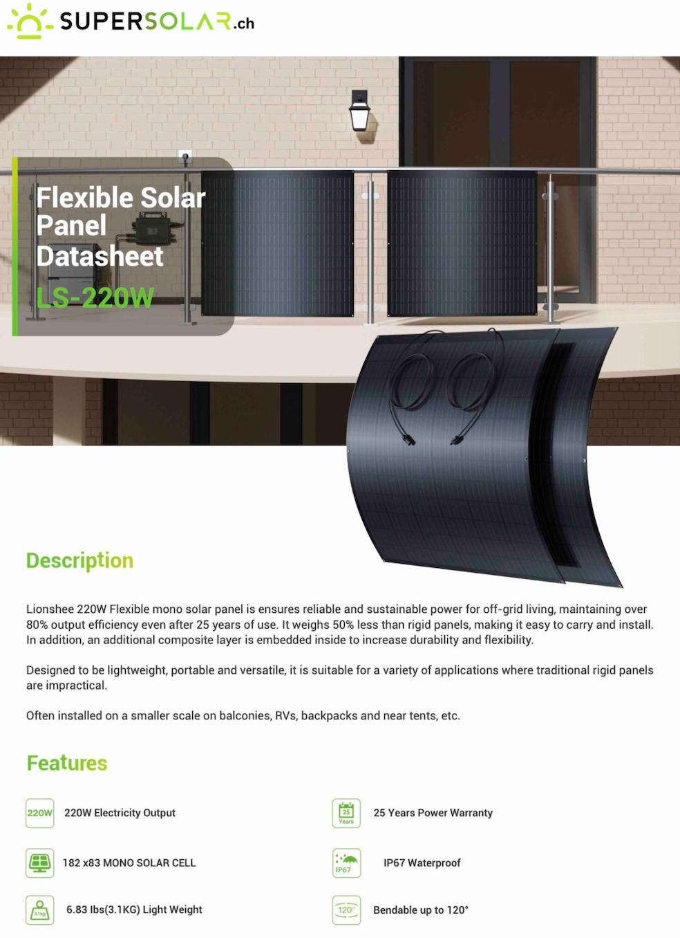 Balkonkraftwerk-Set Ultraleicht & Flexible 440Wp/400W