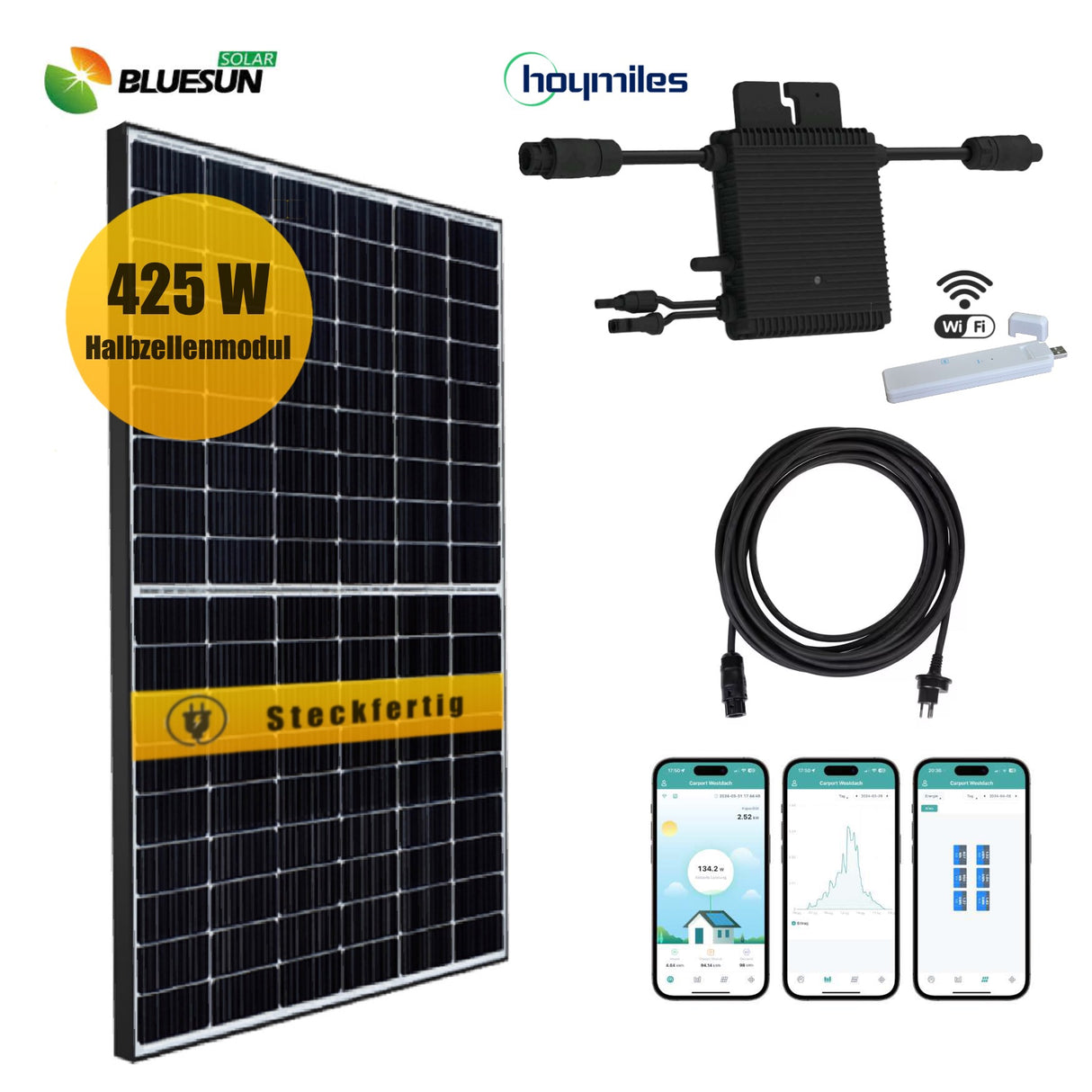 Balkonkraftwerk-Set 425Wp/400W Bluesun