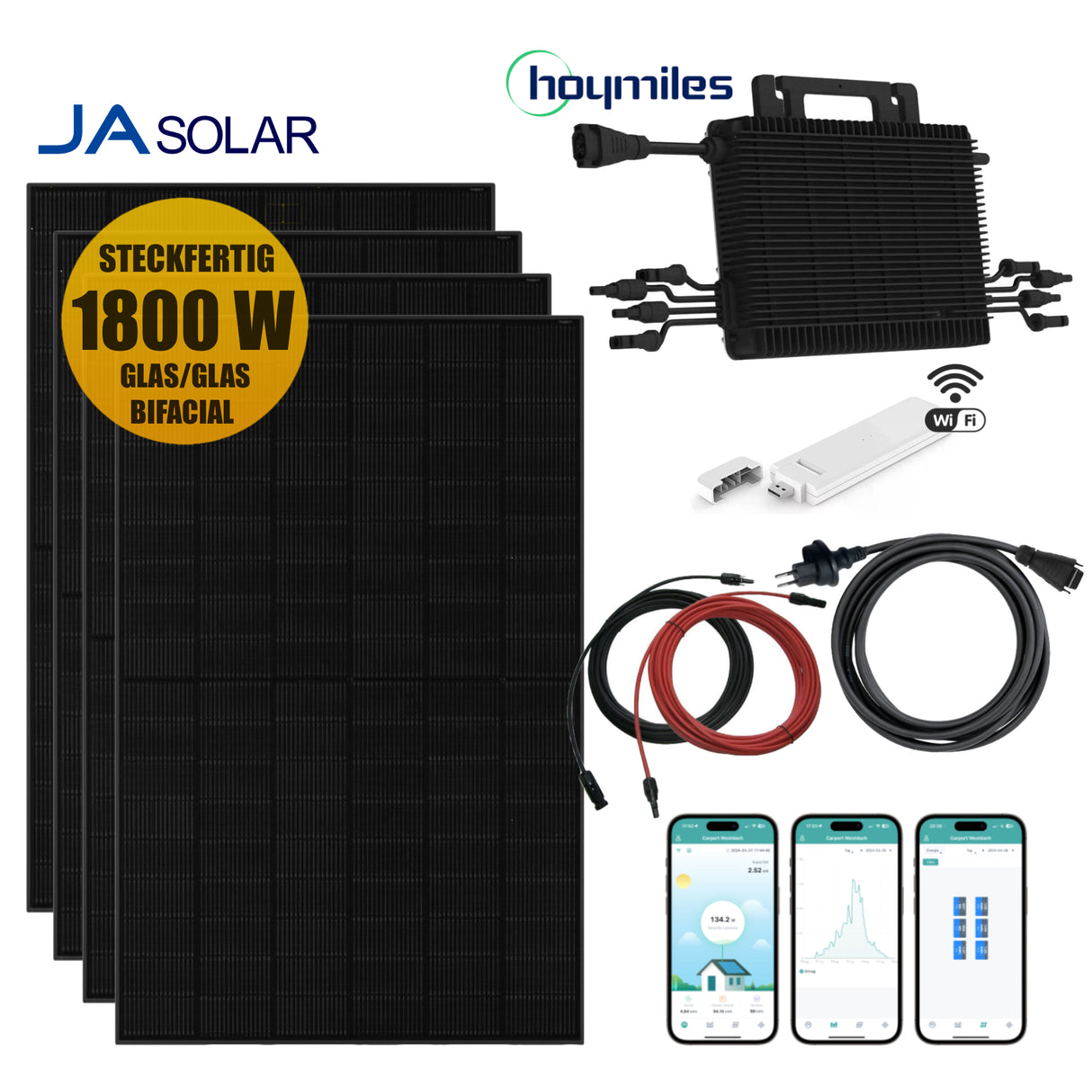 XL Balkonkraftwerk-Set JA Solar 1800Wp/600W