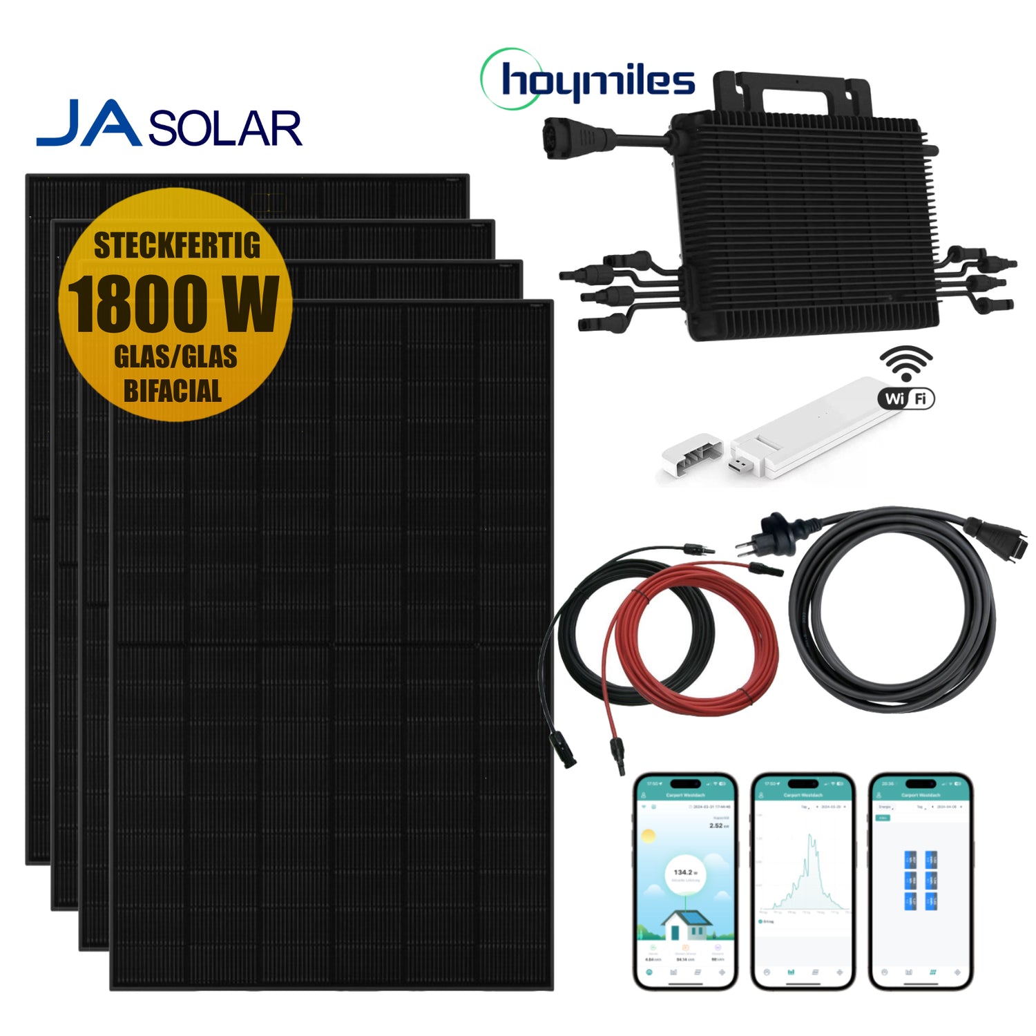 XL Balkonkraftwerk-Set JA Solar 1800Wp/600W