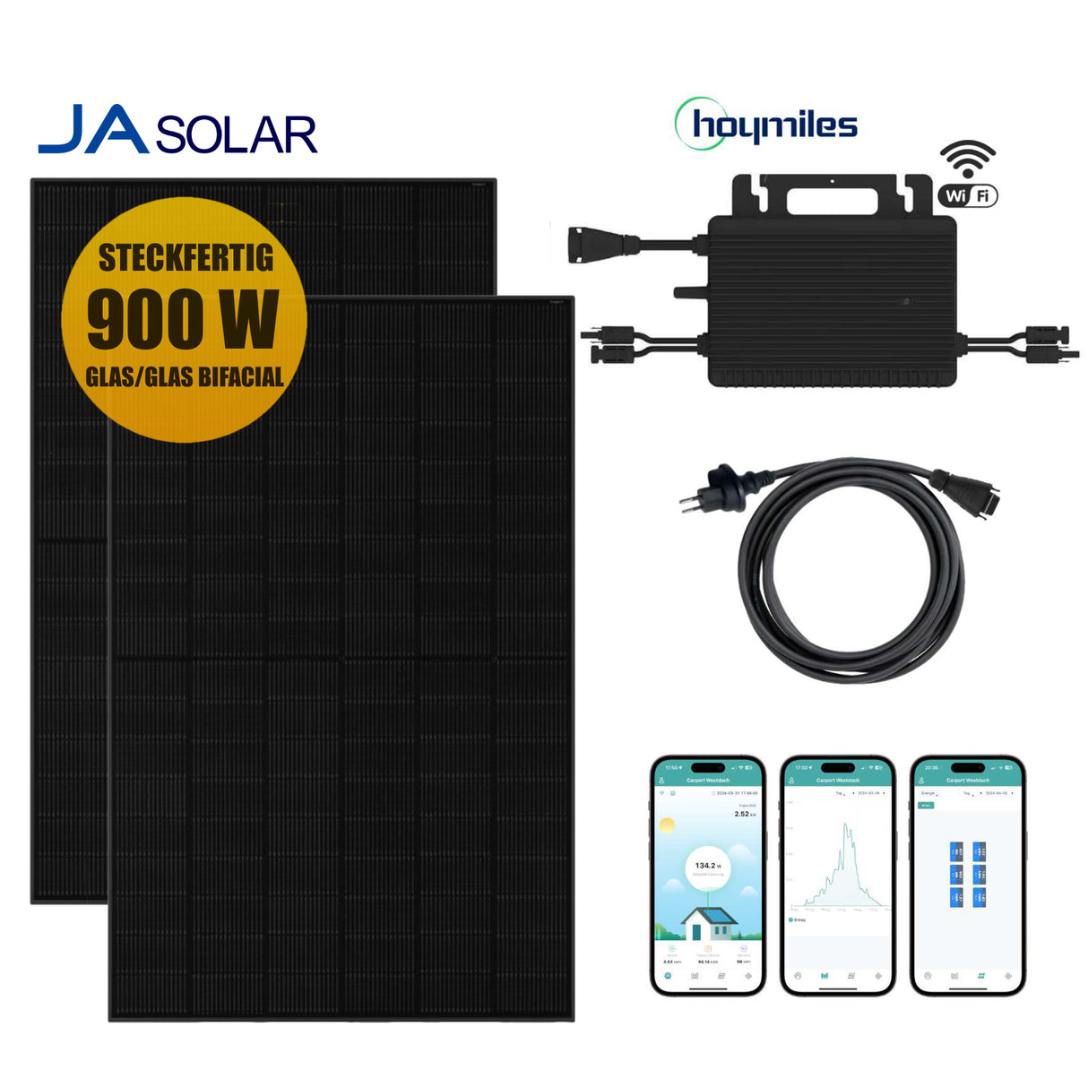Balkonkraftwerk-Set JA Solar 900Wp/600W