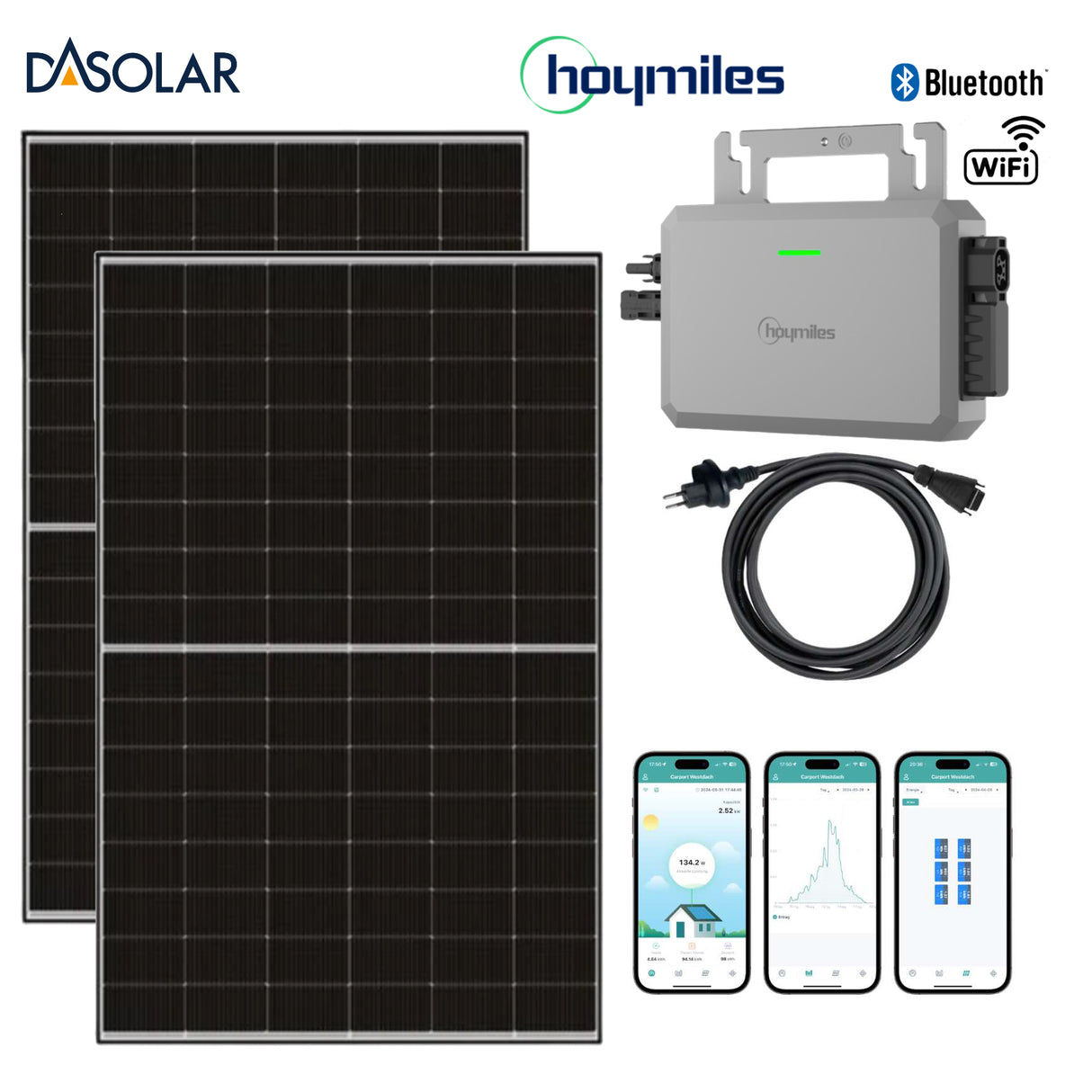 Balkonkraftwerk-Set DAS Solar 910Wp/600W Black Frame