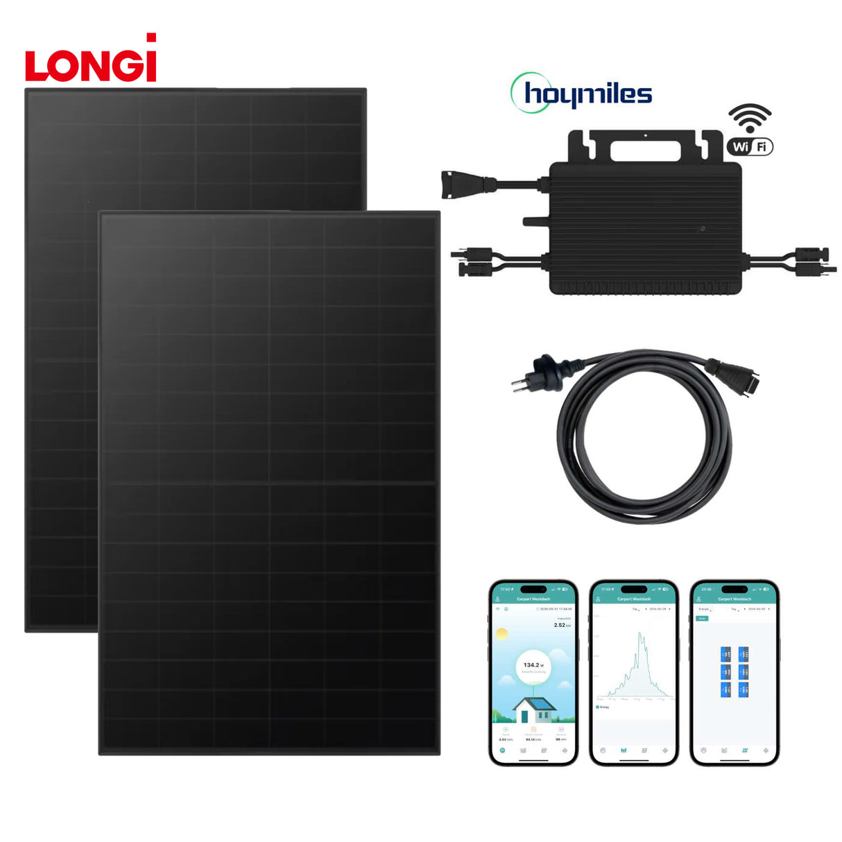 Balkonkraftwerk-Set LONGI Full Black 960Wp/600W