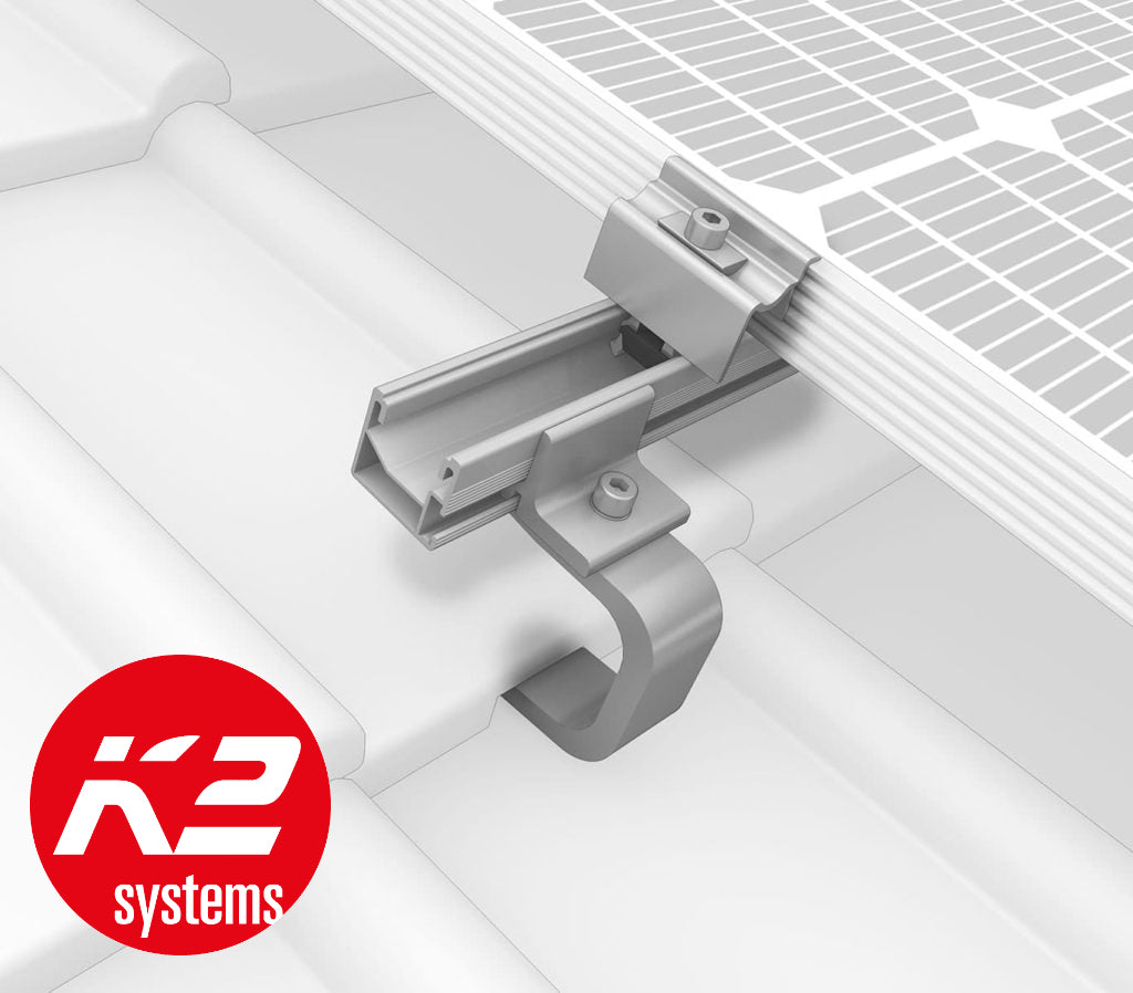 K2 Montagesystem für 2 Solarmodule – geeignet für Ziegeleindeckungen