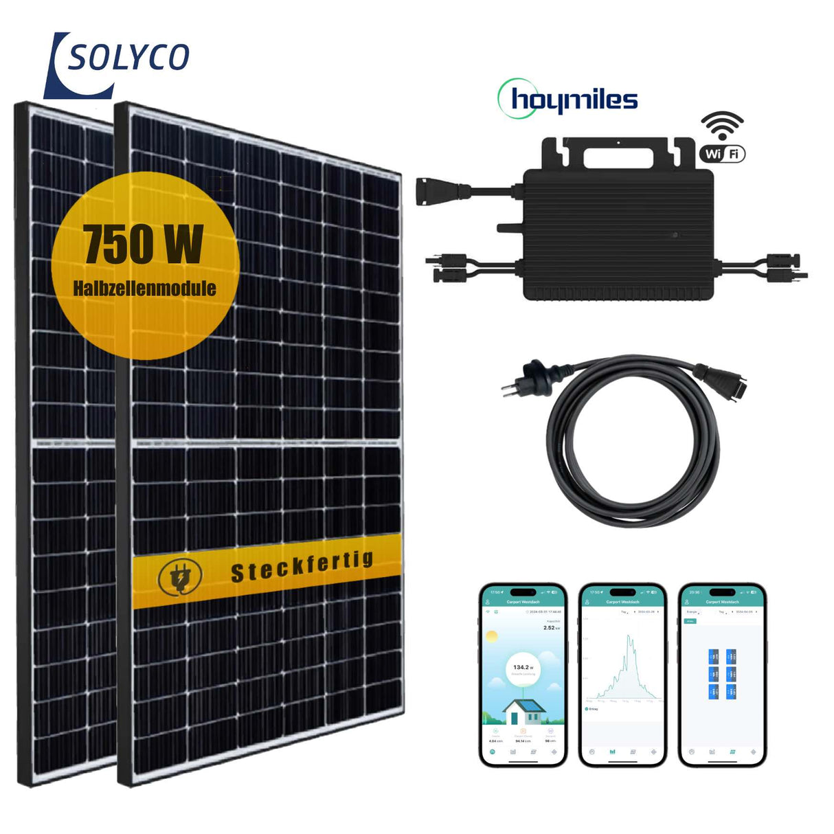 Balkonkraftwerk-Set SOLYCO 750Wp/600W