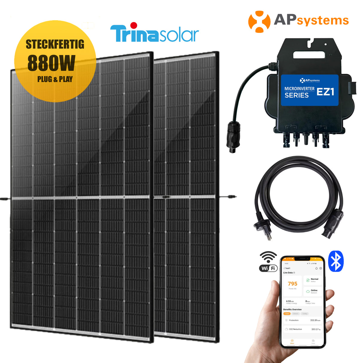 Balkonkraftwerk-Set APSystem Bifacial 880Wp/600W