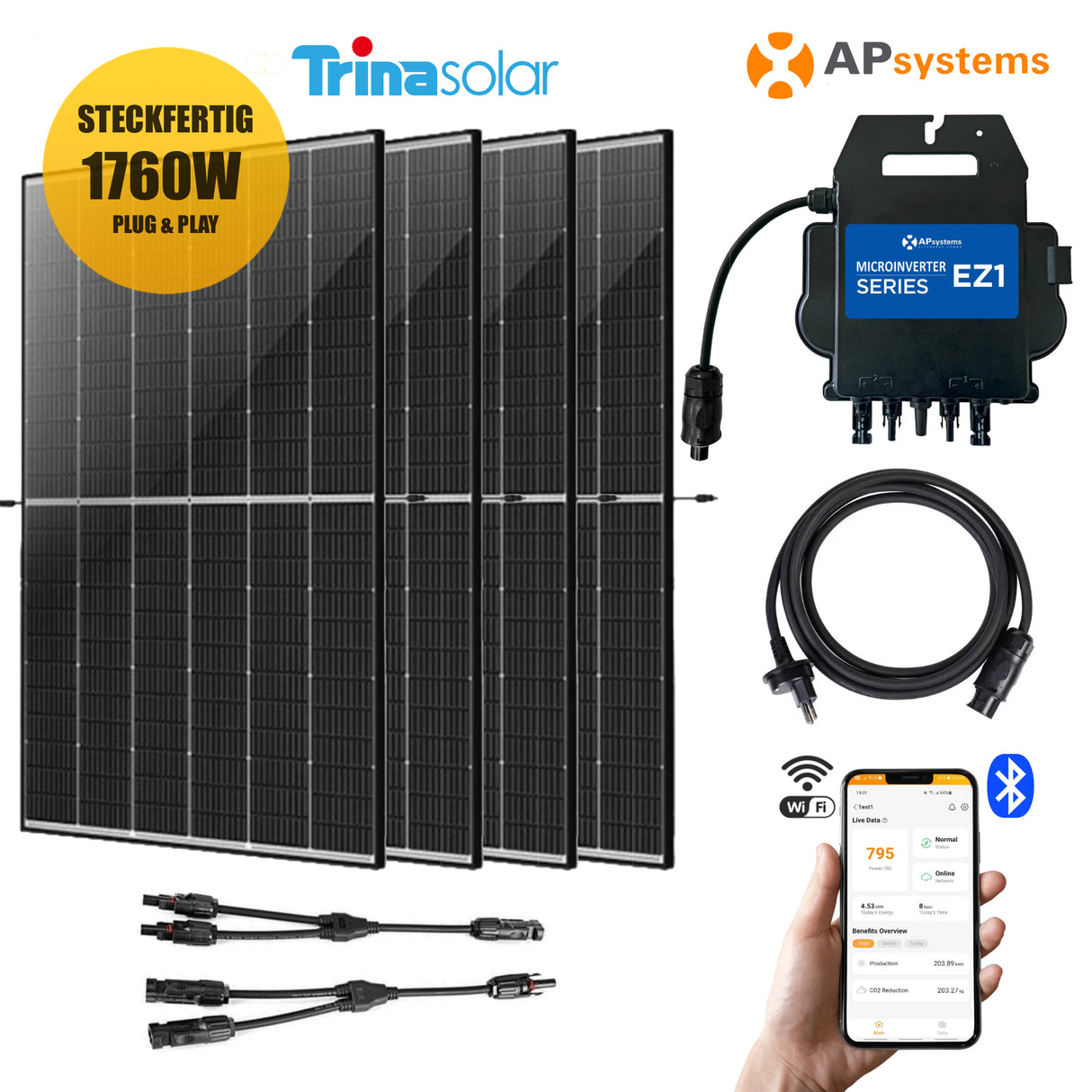 Balkonkraftwerk-Set APSystem Bifacial 1760Wp/600W