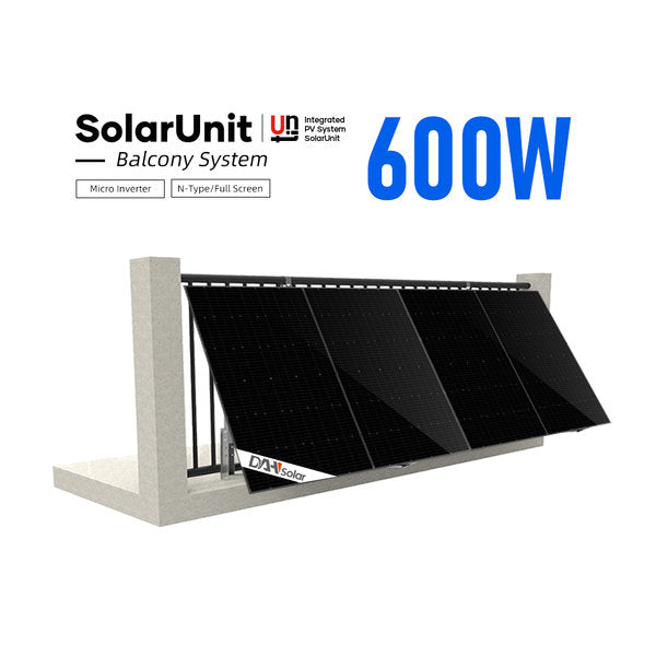 BALKONKRAFTWERK-SET 840W/600W – DAH SOLAR DAH-SU600D 420W: Das DAH Solar DAH-SU600D Balkonkraftwerk mit 840W Gesamtleistung bietet eine elegante und leistungsstarke Solarlösung für Balkone. Die Full-Black 420W Module und der 600W Mikrowechselrichter sorgen für nachhaltige Energieerzeugung und geringen ökologischen Fußabdruck. Mit WLAN-Überwachung und einfacher Installation ist es die ideale Wahl für erneuerbare Energie.