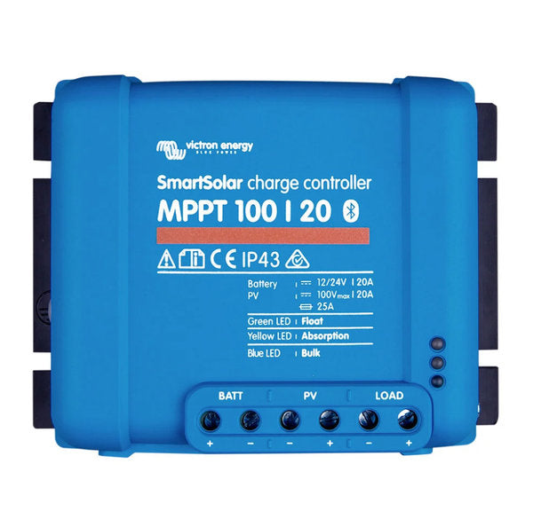 Der Victron Smartsolar 100/20-48 MPPT Solar Laderegler bietet leistungsstarke Ladefunktionen für 12V, 24V und 48V Batterien. Mit integriertem Bluetooth ermöglicht er bequemes Setup, Überwachung und Aktualisierung über Smartphones und Tablets. Der Laderegler verfügt über einen hohen Wirkungsgrad von 98%, programmierbare Batterie-Algorithmen und Lichtdimm-Funktionen.