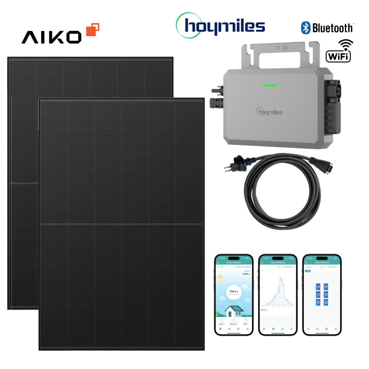Balkonkraftwerk-Set AIKO Solar 930Wp/600W Full Black