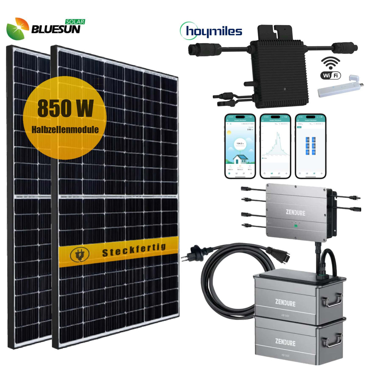Balkonkraftwerk-Set 850Wp/400W, Zendure Solar Flow 1920Wh