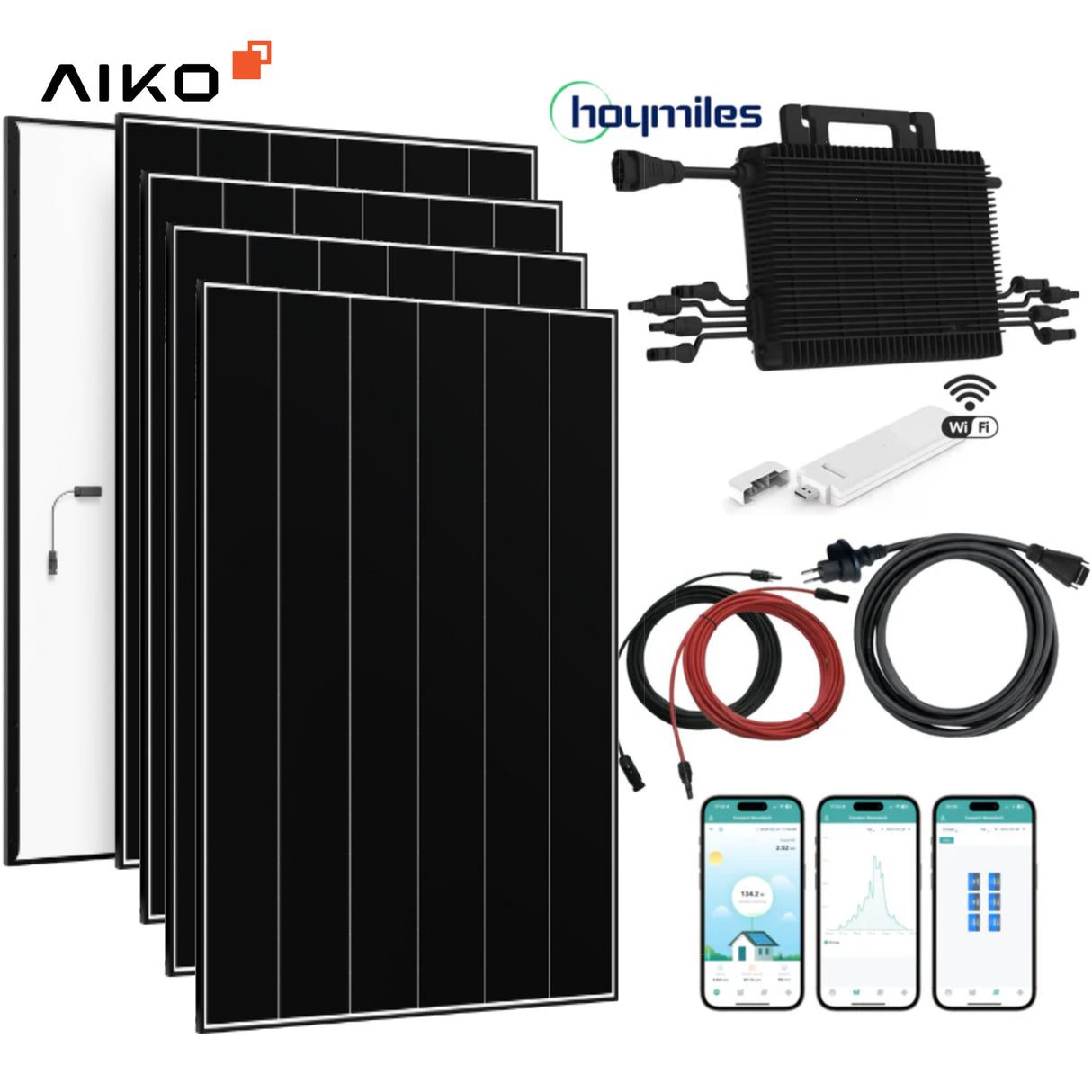XL Balkonkraftwerk-Set AIKO Solar 1960Wp/600W mit Hoymiles WLAN
