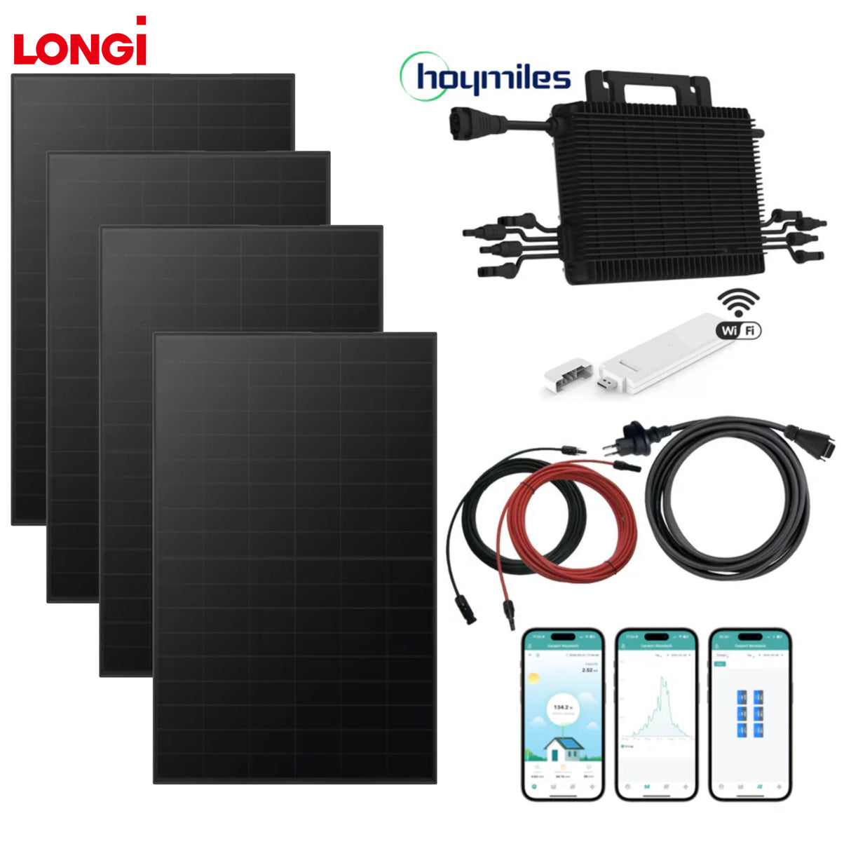 XL Balkonkraftwerk-Set LONGI Full Black 1920Wp/600W