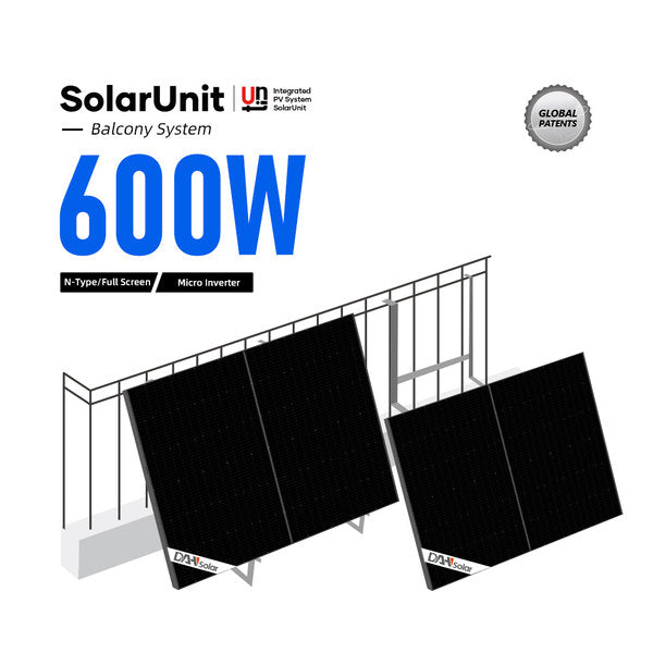 BALKONKRAFTWERK-SET 840W/600W – DAH SOLAR DAH-SU600D 420W: Das DAH Solar DAH-SU600D Balkonkraftwerk mit 840W Gesamtleistung bietet eine elegante und leistungsstarke Solarlösung für Balkone. Die Full-Black 420W Module und der 600W Mikrowechselrichter sorgen für nachhaltige Energieerzeugung und geringen ökologischen Fußabdruck. Mit WLAN-Überwachung und einfacher Installation ist es die ideale Wahl für erneuerbare Energie.