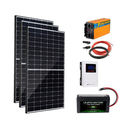 Das Bluesun Solarset bietet eine leistungsstarke Lösung mit 3x 425WP Bluesun Solarmodulen, einem MPPT Laderegler GL 100 Ampere, einer LifePo4 Batterie mit 12,8V 200Ah BMS und einem sinusförmigen Wechselrichter mit 2000 Watt. Das Set enthält alle erforderlichen Komponenten, einschließlich Solarkabel, Batteriekabel und MC4 Steckverbindern. Die Solarmodule sind DEKRA-zertifiziert und können extremen Wetterbedingungen standhalten.