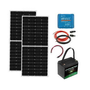 Solarset mit 400Wp Solarmodulen, Vitron75/15 Laderegler und 50A LifePO4 Batterie – die ideale Lösung für zuverlässige und nachhaltige Energie. Das Set beinhaltet zwei hochwertige Solarmodule à 200Wp, einen leistungsstarken Victron MPPT 75/15 Laderegler und eine innovative LifePo4 Batterie mit 12,8V und 50Ah Kapazität, ausgestattet mit BMS und Bluetooth-Funktionalität.
