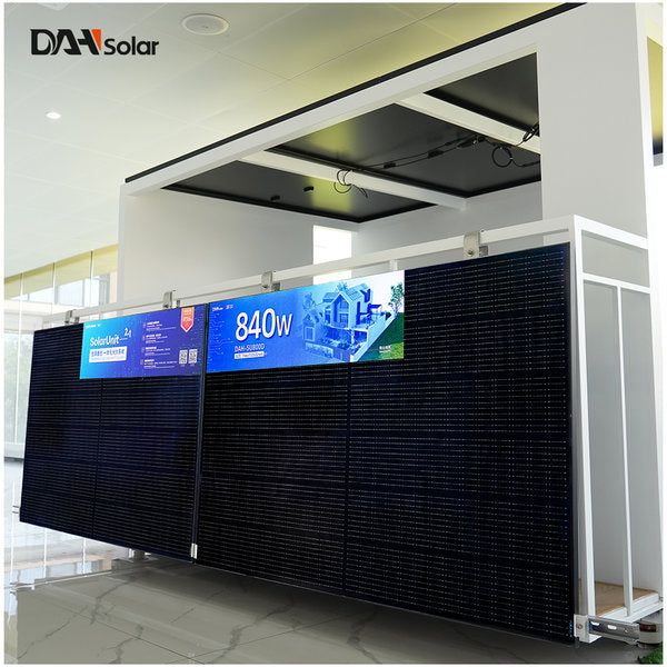 BALCONY POWER PLANT SET 840W/600W – DAH SOLAR DAH-SU600D 420W: The DAH Solar DAH-SU600D Balcony Power Plant, with 840W total output, provides an elegant and powerful solar solution for balconies. The Full-Black 420W modules and the 600W micro-inverter ensure sustainable energy generation and a low ecological footprint. With Wi-Fi monitoring and easy installation, it's the ideal choice for renewable energy.